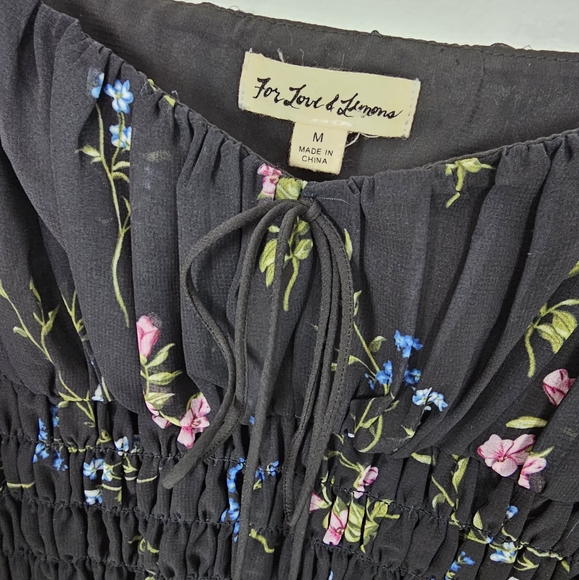 For Love and Lemons Dixon Black Floral Mini Dress Size Medium - Picture 7 of 11